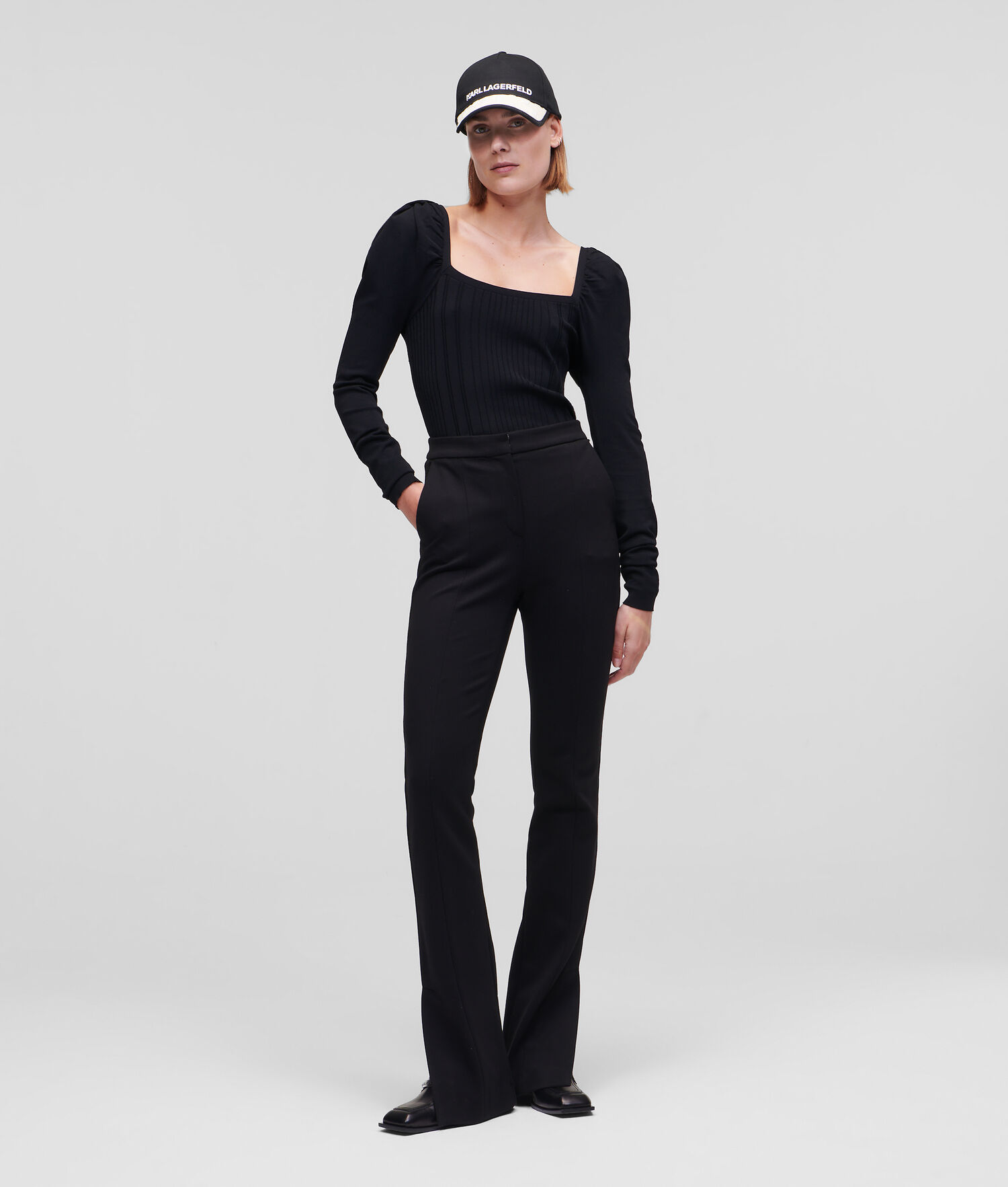 Black Women's Karl Lagerfeld Square Neck Knitwear | AE190RMPJ