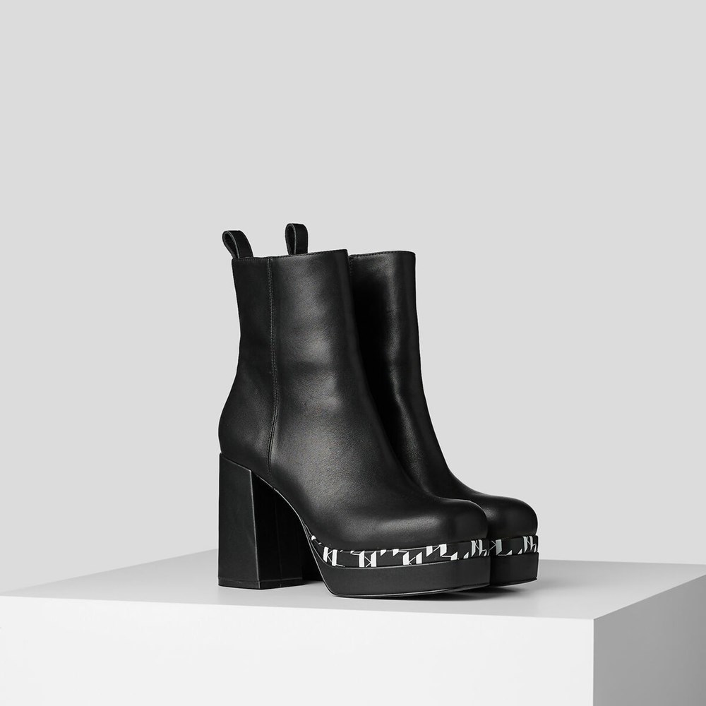 Black Women\'s Karl Lagerfeld Strada Ankle Gore Boots | AE039UTGC