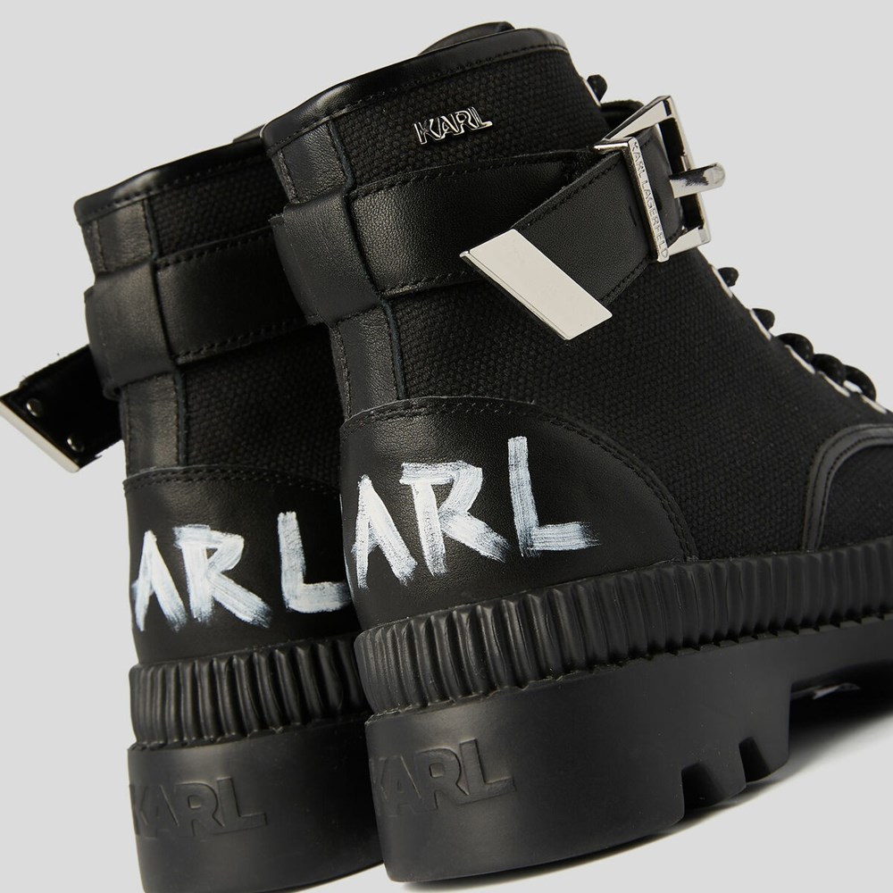 Black Women's Karl Lagerfeld Trekka Ii Ankle Strap Boots | AE067ZQAX