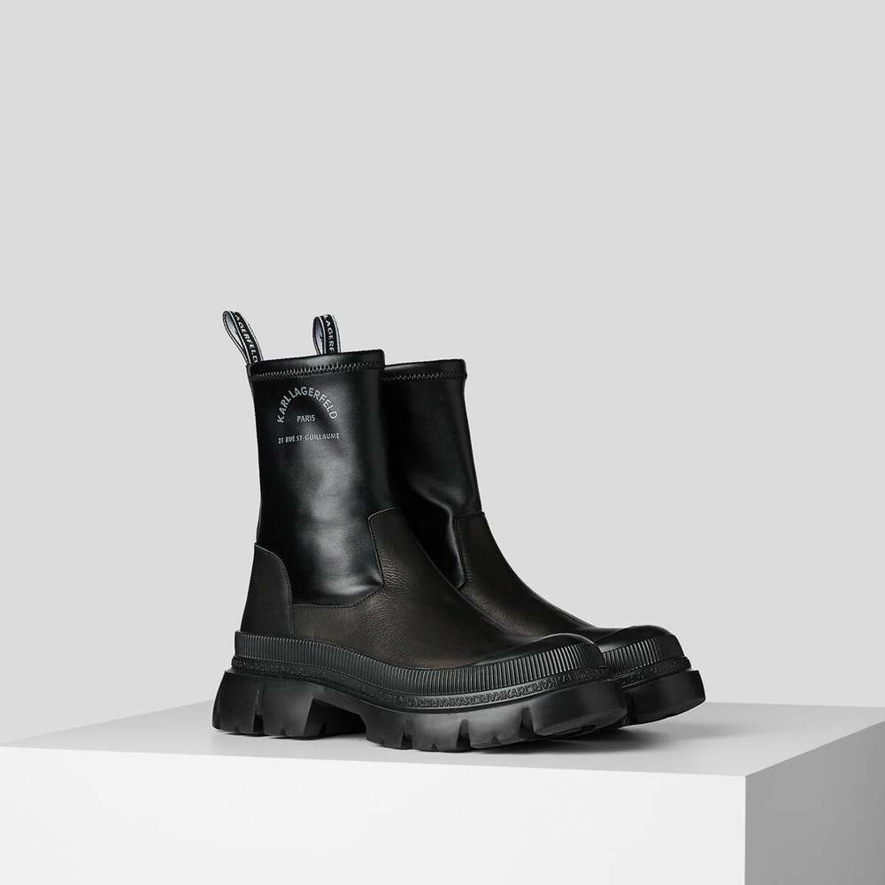 Black Women's Karl Lagerfeld Trekka Max Midi Stretch Boots | AE024ENSI