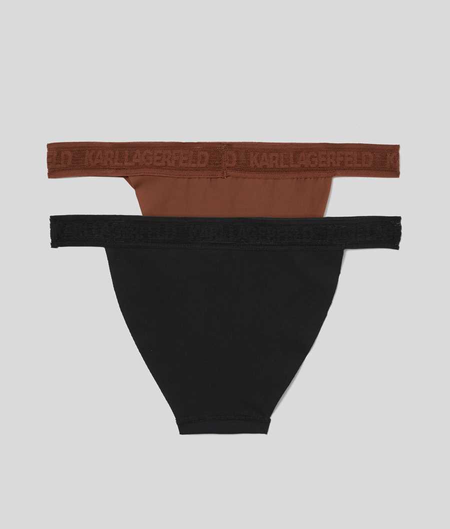 Black Women's Karl Lagerfeld Ultra-light Karl Logo Briefs - 2 Pack Underwear | AE091ICSH