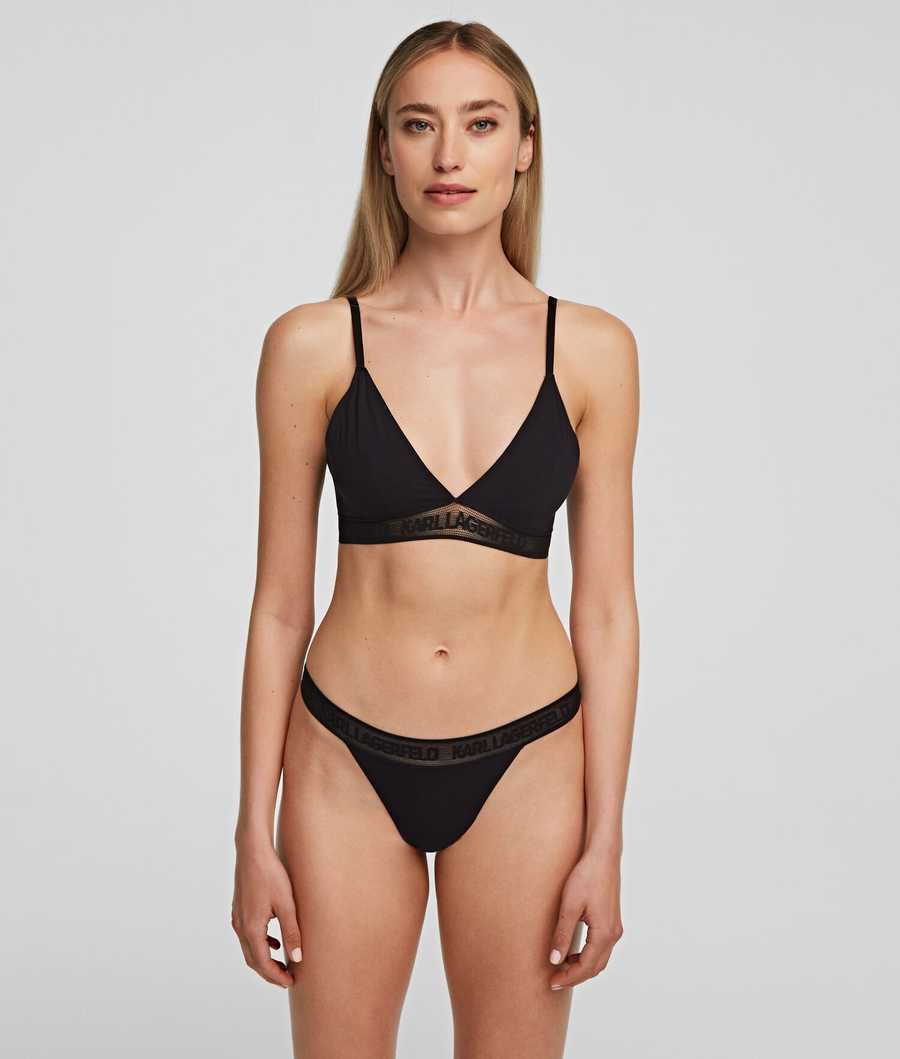 Black Women's Karl Lagerfeld Ultra-light Karl Logo Thong Underwear | AE561XJQE