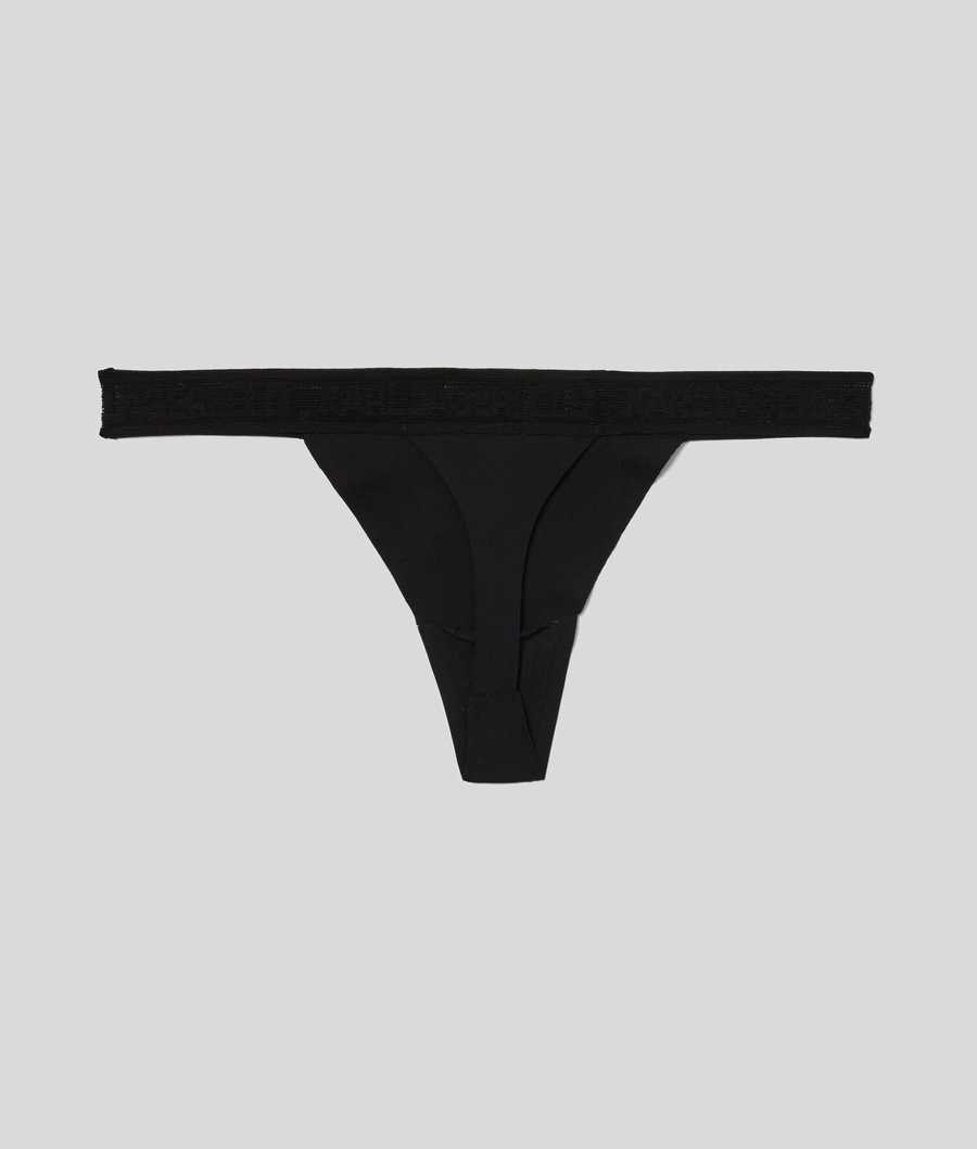 Black Women's Karl Lagerfeld Ultra-light Karl Logo Thong Underwear | AE561XJQE