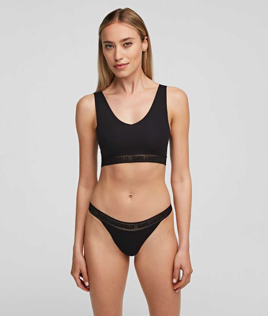 Black Women's Karl Lagerfeld Ultra-light Karl Logo Bralette Underwear | AE791WFAB