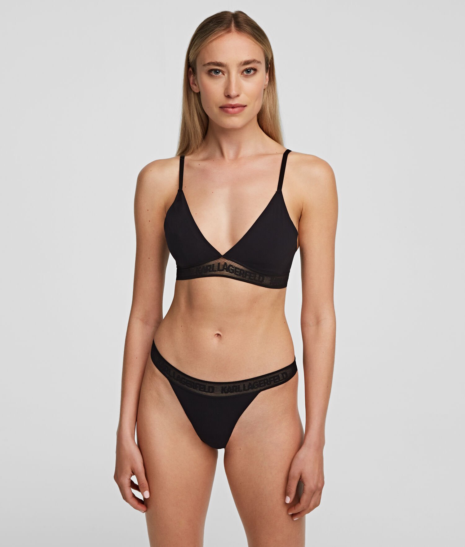 Black Women's Karl Lagerfeld Ultra-light Karl Logo Triangle Bra Underwear | AE924DKNA