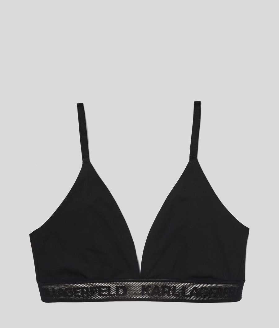 Black Women's Karl Lagerfeld Ultra-light Karl Logo Triangle Bra Underwear | AE924DKNA