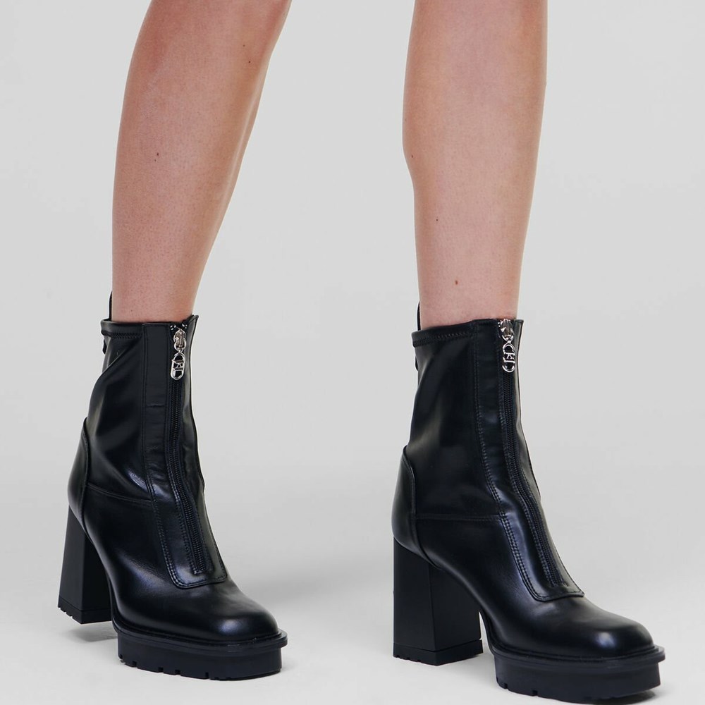 Black Women's Karl Lagerfeld Voyage Vi Ankle Zip Boots | AE612BIJE