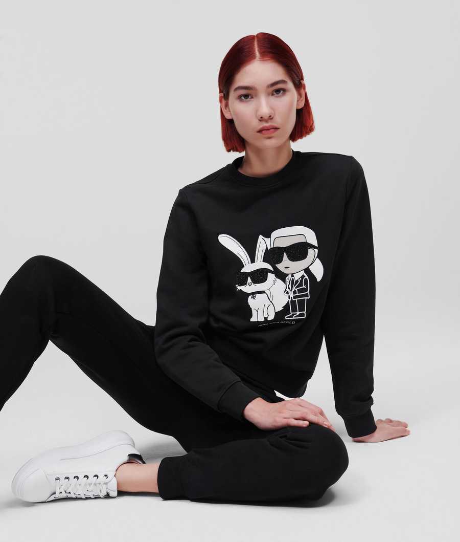 Black Women's Karl Lagerfeld Year Of The Rabbit Sweatshirts | AE695SOPG