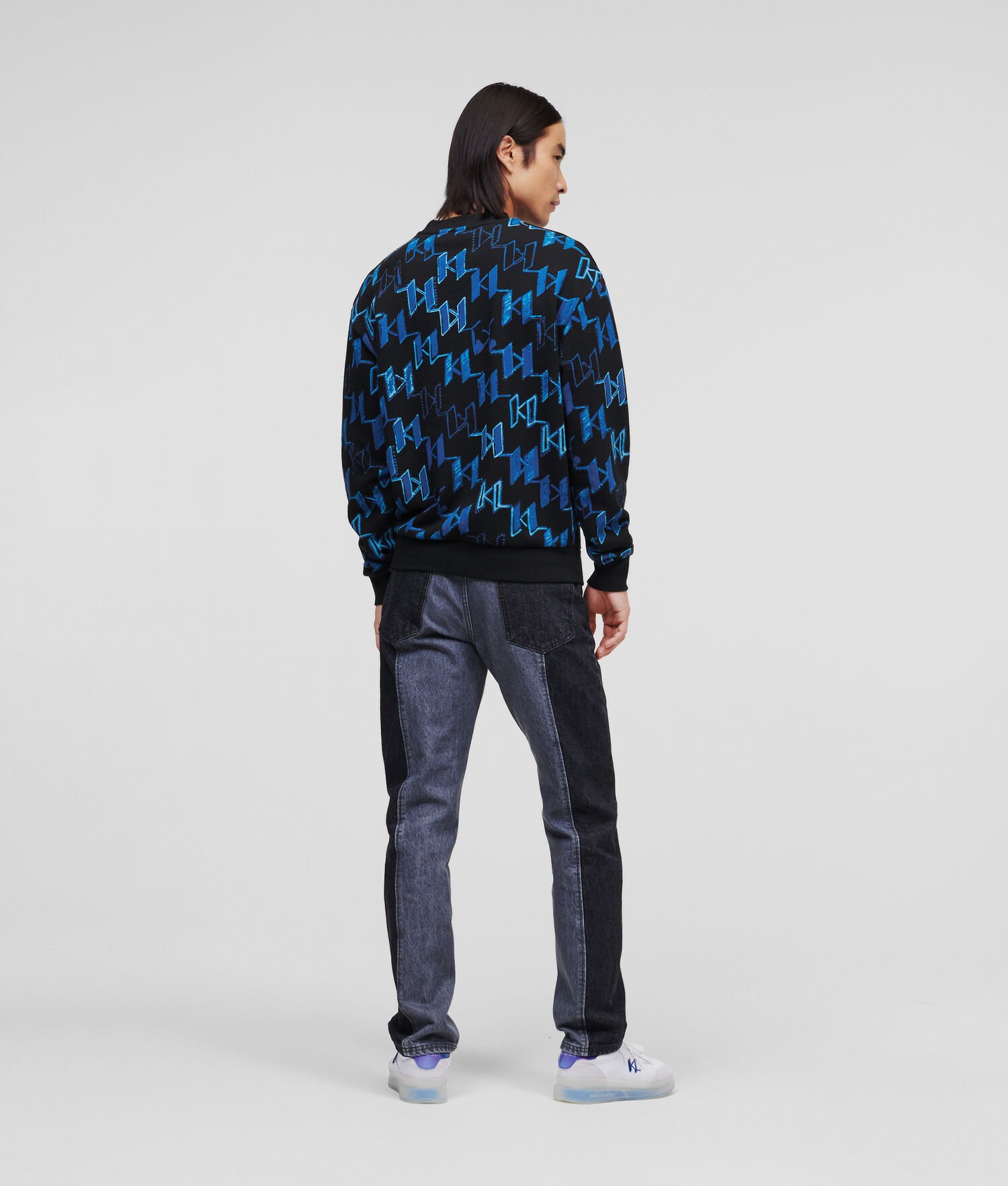 Blue Men's Karl Lagerfeld Graffiti Karl Monogram Sweatshirts | AE937FQSP