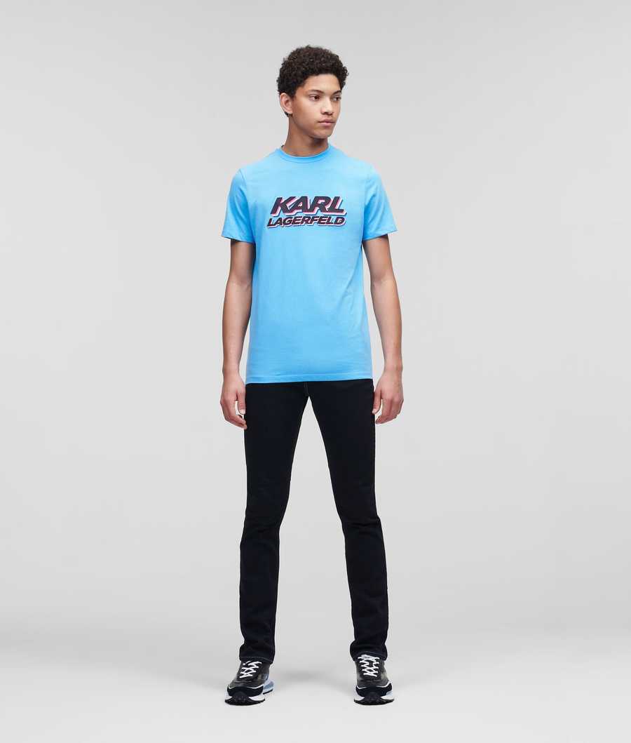 Blue Men's Karl Lagerfeld Karl Logo T-Shirts | AE681MLVK