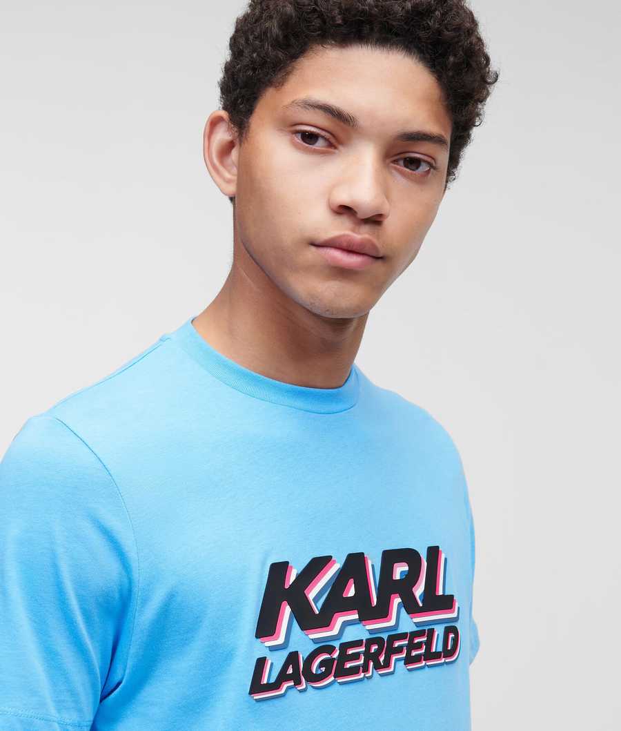 Blue Men's Karl Lagerfeld Karl Logo T-Shirts | AE681MLVK