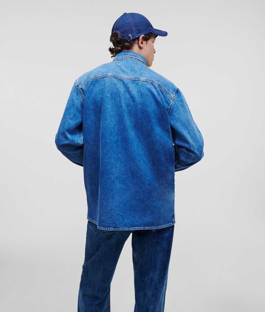 Blue Men's Karl Lagerfeld Klj Denim Shirts | AE389MFUO