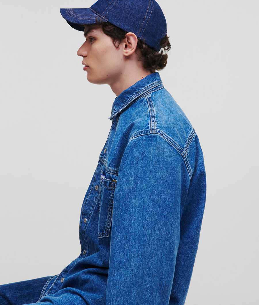 Blue Men's Karl Lagerfeld Klj Denim Shirts | AE389MFUO