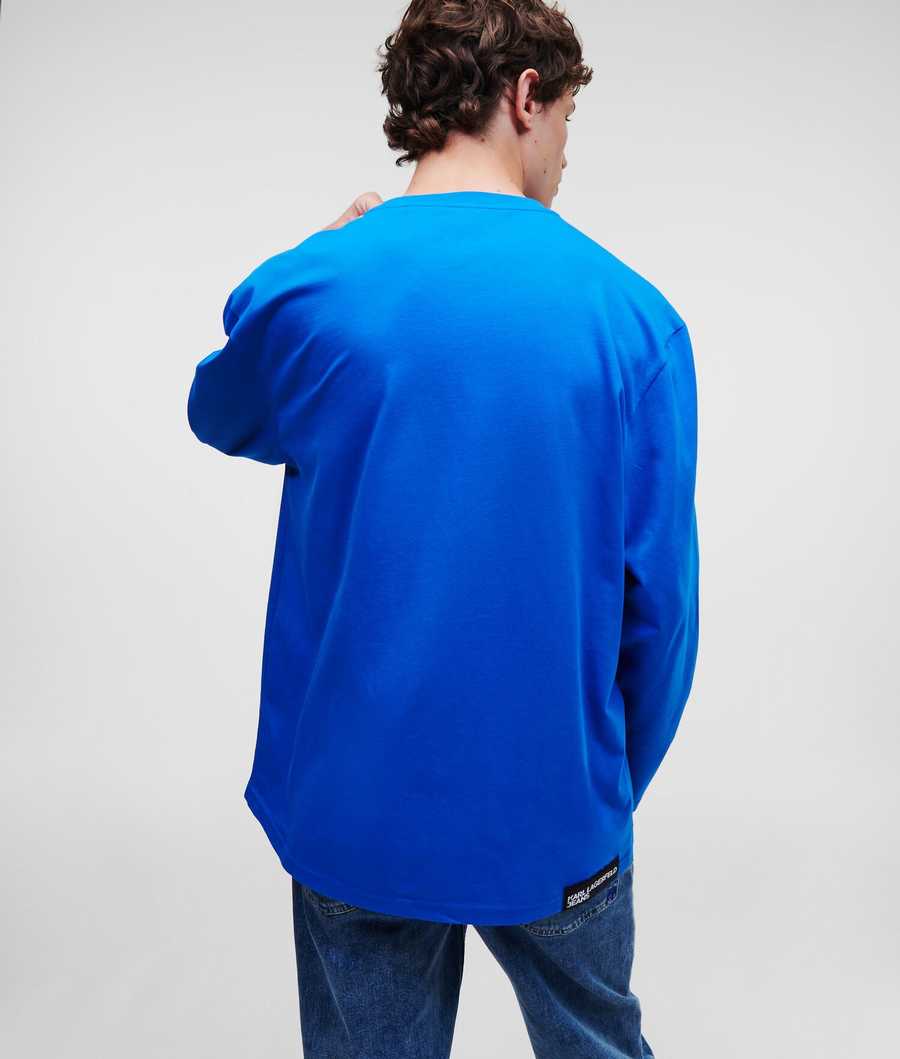 Blue Men's Karl Lagerfeld Klj Long-sleeved T-Shirts | AE410NFIQ