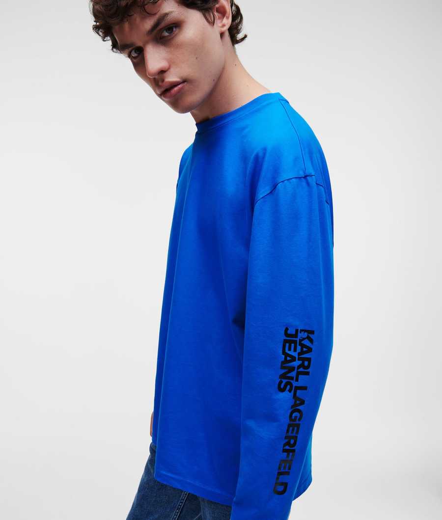 Blue Men's Karl Lagerfeld Klj Long-sleeved T-Shirts | AE410NFIQ