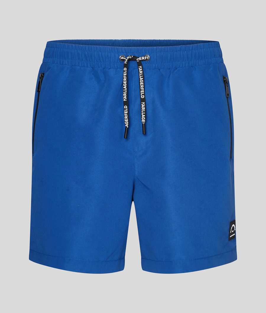 Blue Men\'s Karl Lagerfeld Tonal Diagonal Karl Logo Board Shorts Beachwear | AE185TYQA