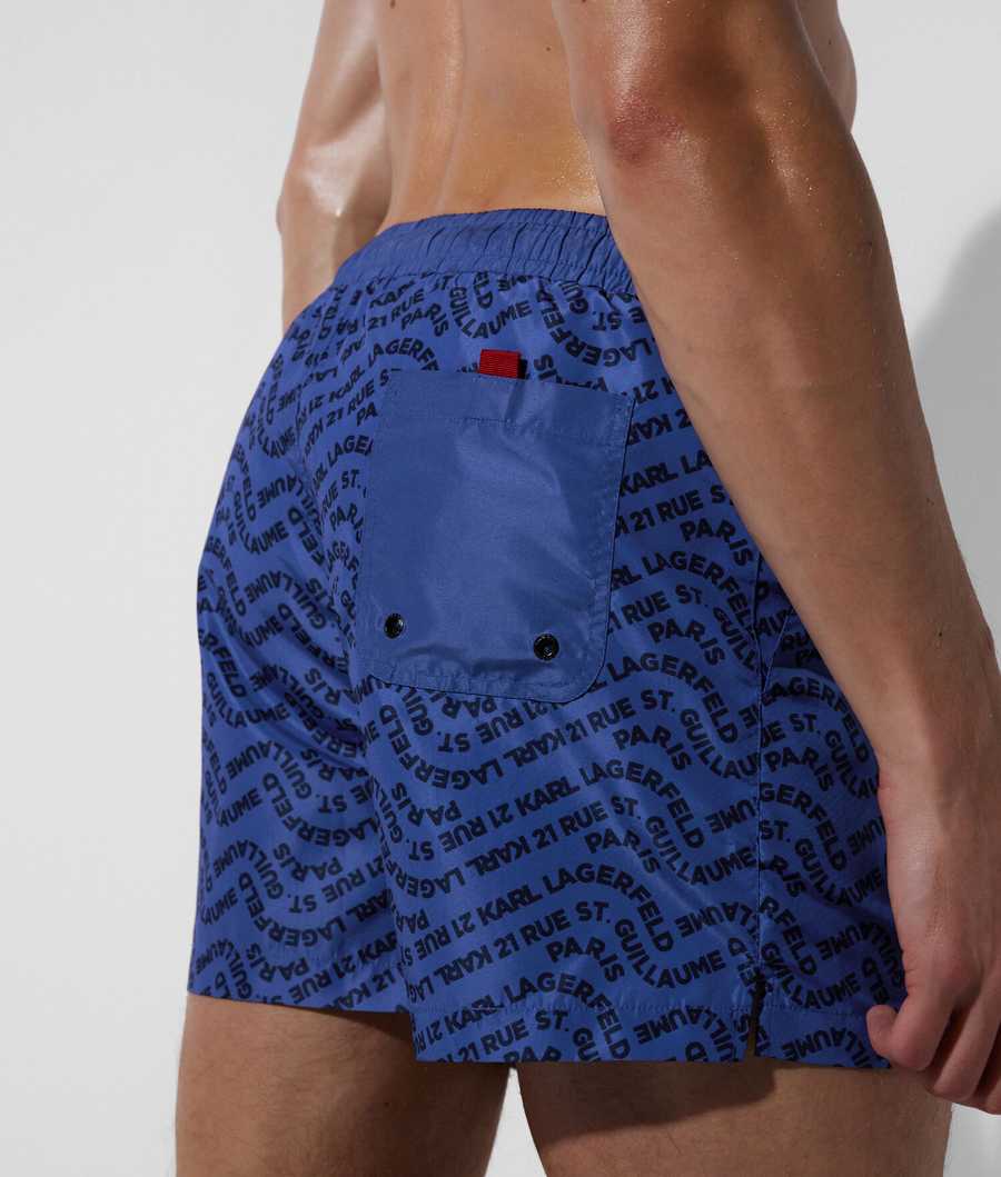 Blue Men's Karl Lagerfeld Wave Karl Logo Board Shorts Beachwear | AE314DXTV