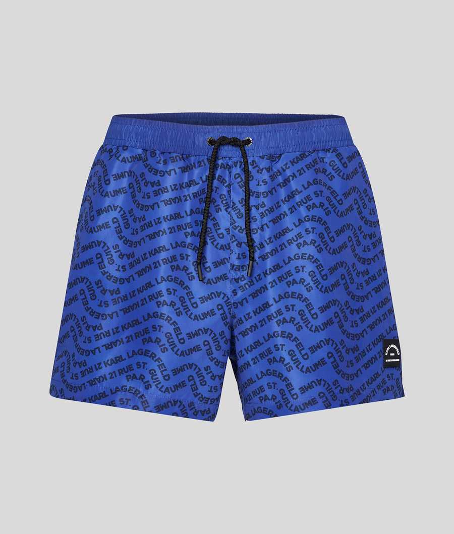 Blue Men\'s Karl Lagerfeld Wave Karl Logo Board Shorts Beachwear | AE314DXTV