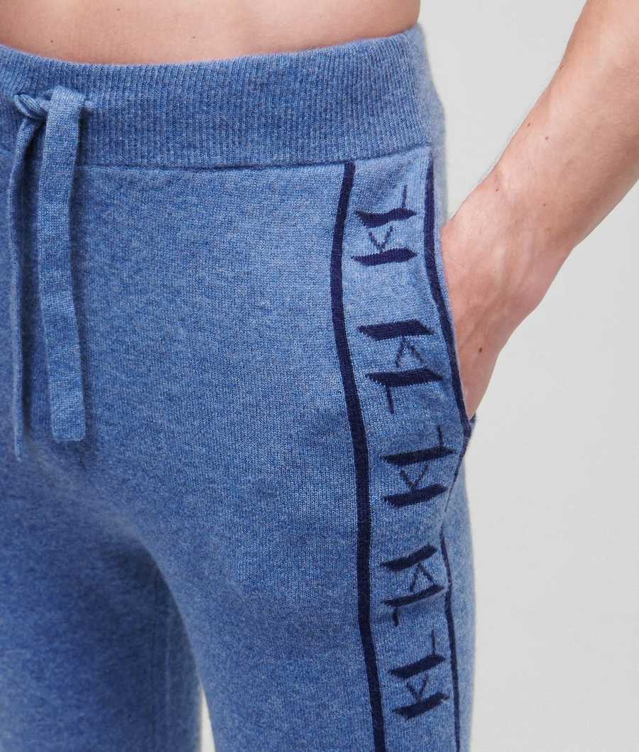 Blue / Navy Men's Karl Lagerfeld Cashmere Kl Monogram Jacquard Sweatpants Loungewear | AE543GKRI