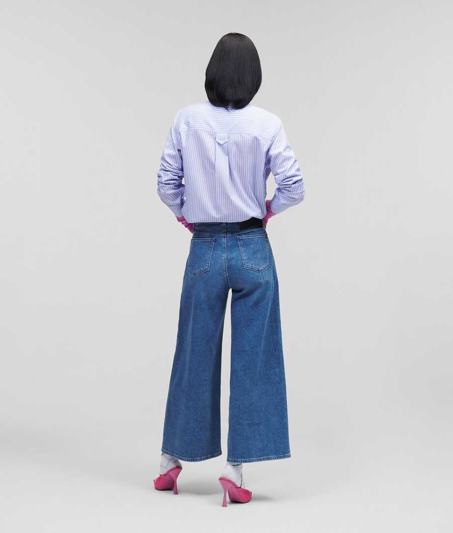 Blue Women's Karl Lagerfeld Blue Denim Culottes Jeans | AE493RIEA