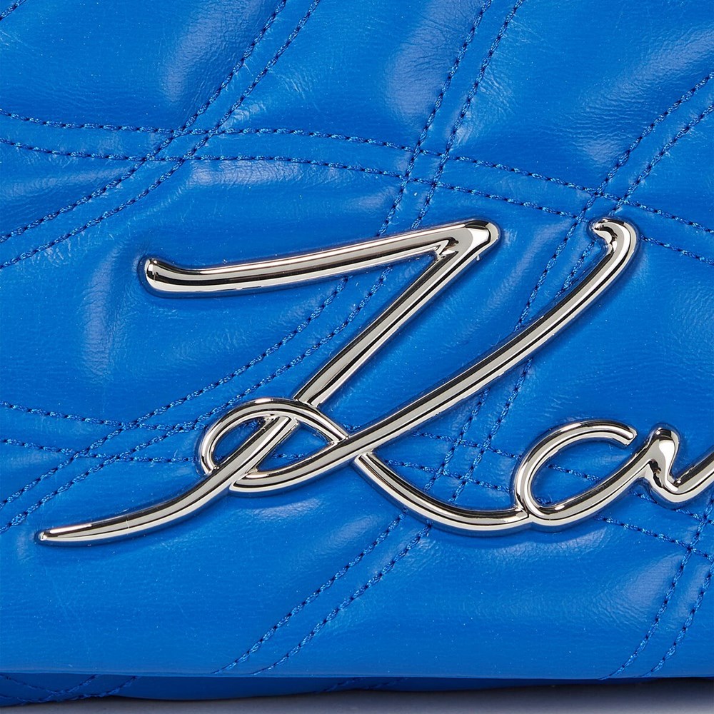 Blue Women's Karl Lagerfeld K/Signature Soft Quilted Shoulder Bags | AE485WQOJ