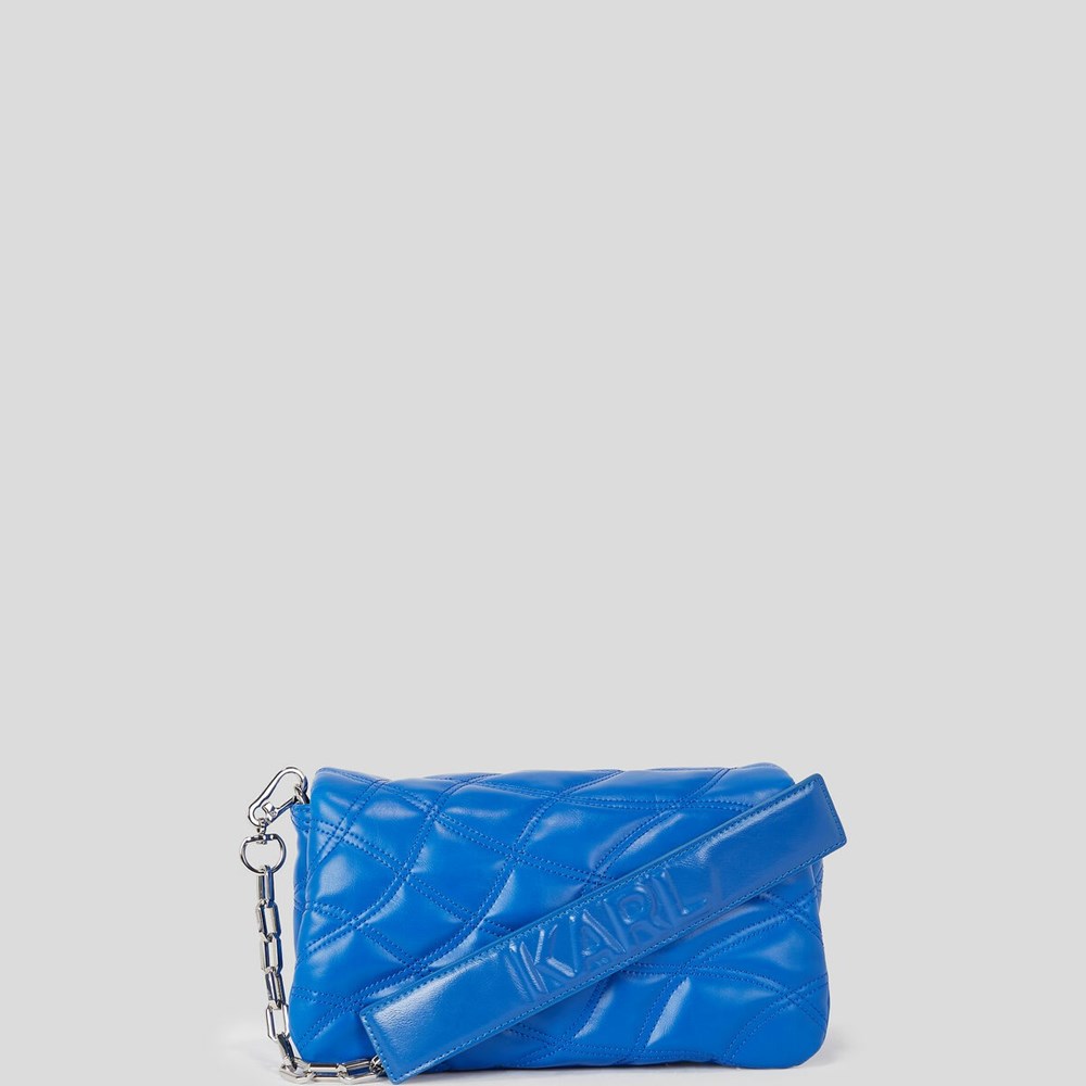 Blue Women's Karl Lagerfeld K/Signature Soft Quilted Shoulder Bags | AE485WQOJ