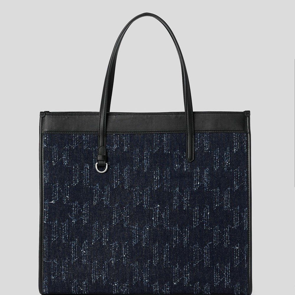 Blue Women's Karl Lagerfeld K/Skuare Denimmonogram Tote Bags | AE496LRGI