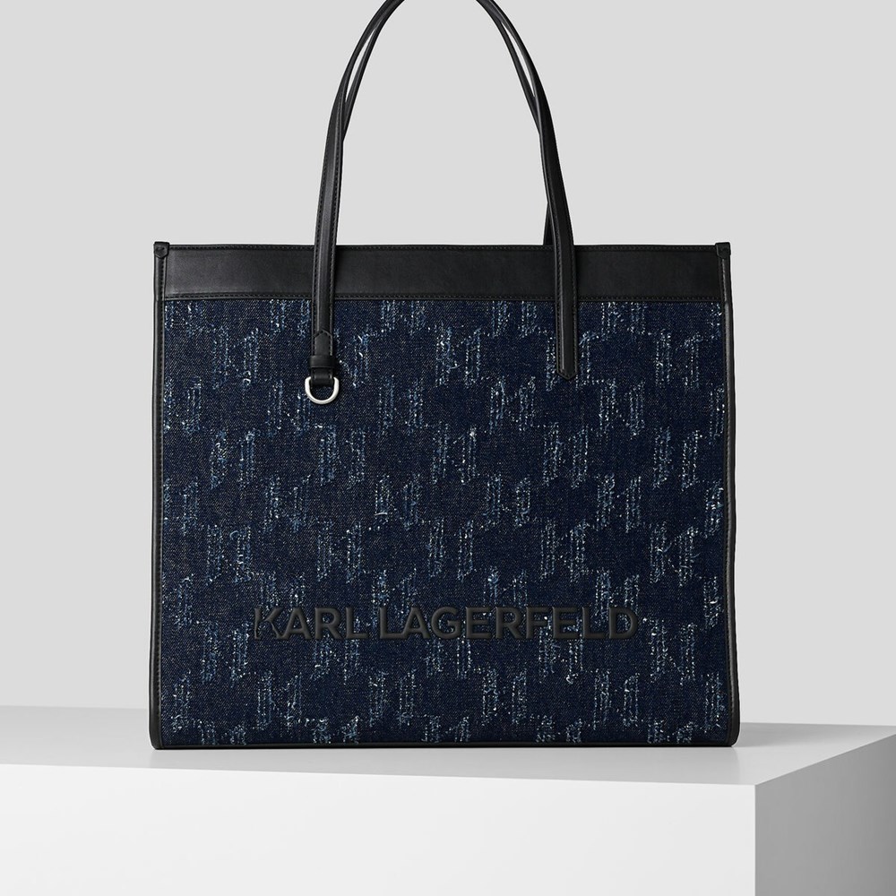 Blue Women\'s Karl Lagerfeld K/Skuare Denimmonogram Tote Bags | AE496LRGI