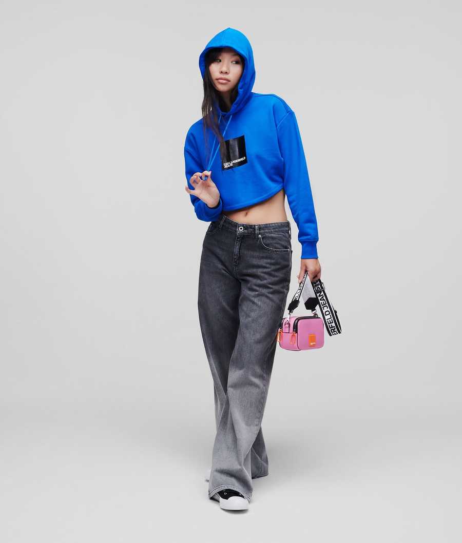 Blue Women's Karl Lagerfeld Klj Cropped Sweatshirts | AE960BIYM