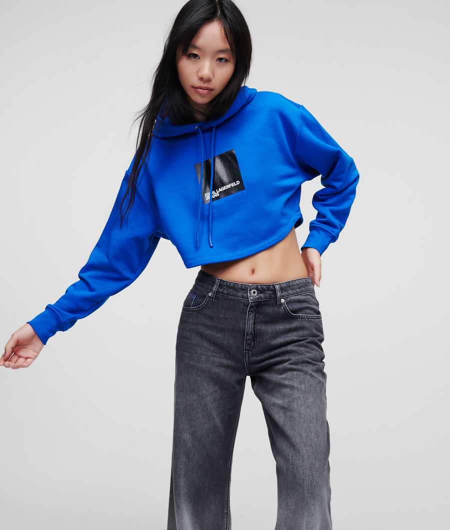 Blue Women's Karl Lagerfeld Klj Cropped Sweatshirts | AE960BIYM