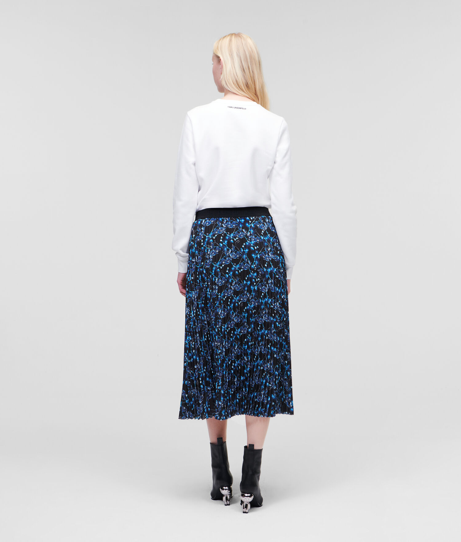 Blue Women's Karl Lagerfeld Orchid Print Midi Skirts | AE609TLXA