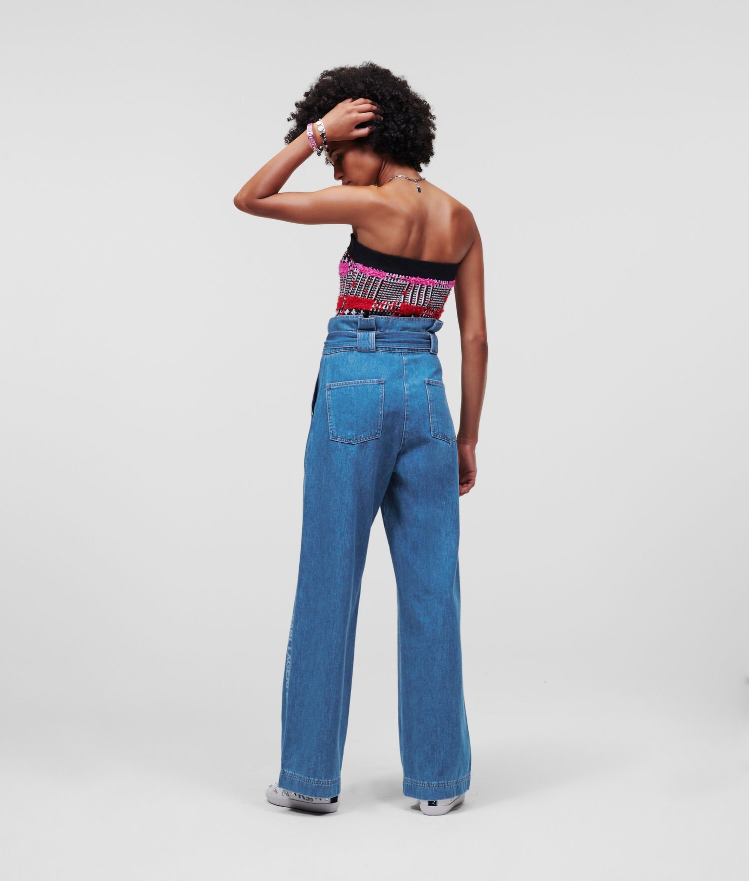 Blue Women's Karl Lagerfeld Paperbag Wide-leg Jeans | AE580SUDR