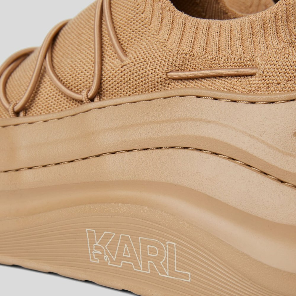 Brown Men's Karl Lagerfeld Chase Knit Sock Trainer Sneakers | AE493YWNV