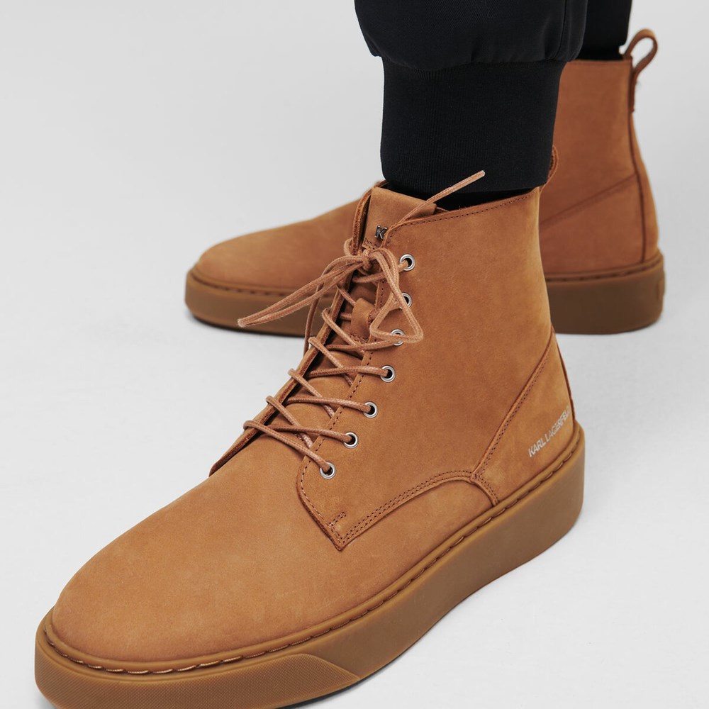 Brown Men's Karl Lagerfeld Flint Boots Boots | AE097RQUH