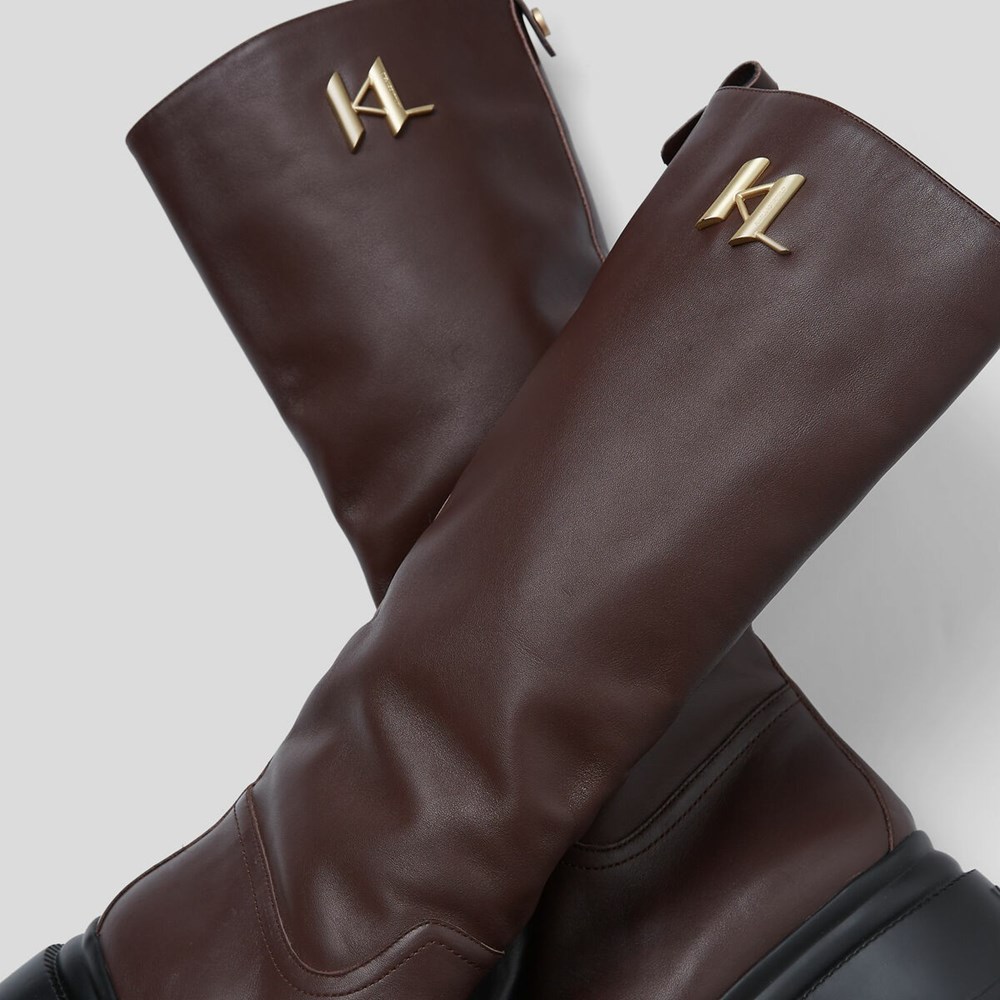 Brown Women's Karl Lagerfeld Danton Riding Boots | AE821QPDN