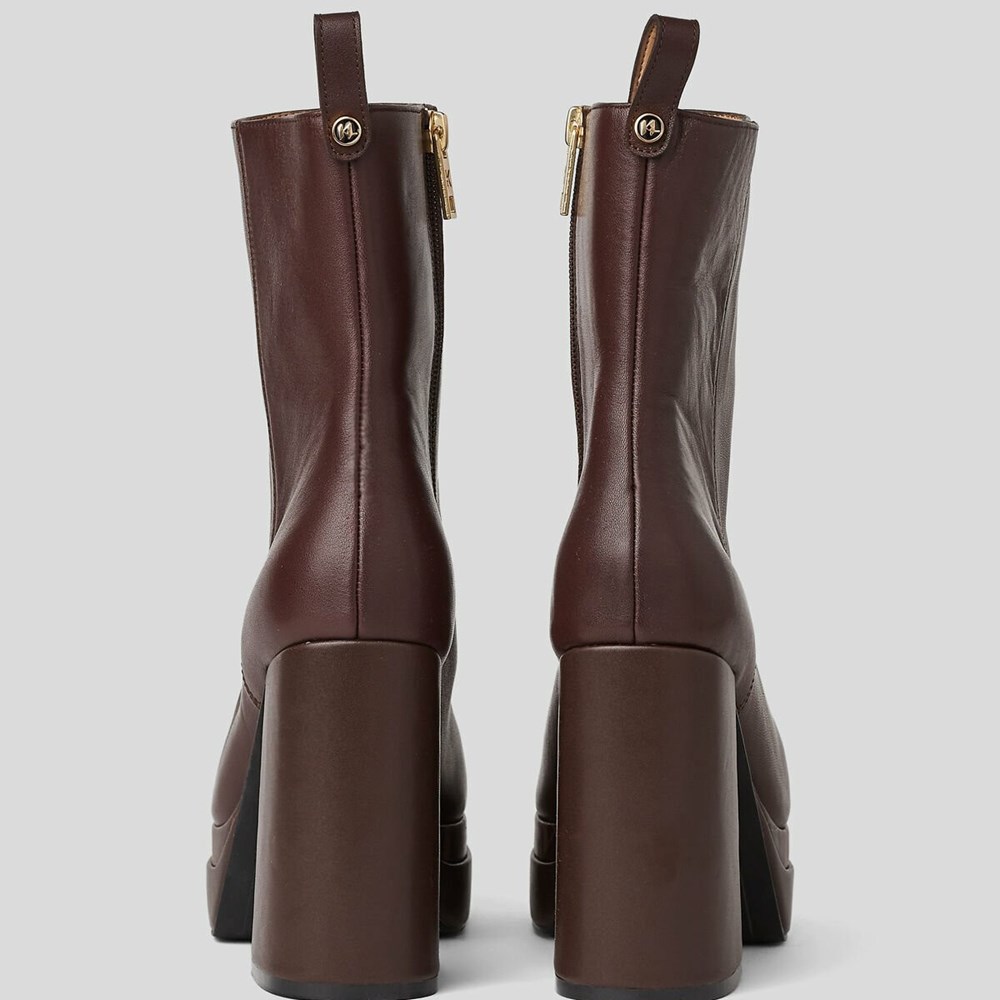 Brown Women's Karl Lagerfeld Strada Ankle Gore Boots | AE086OYLZ