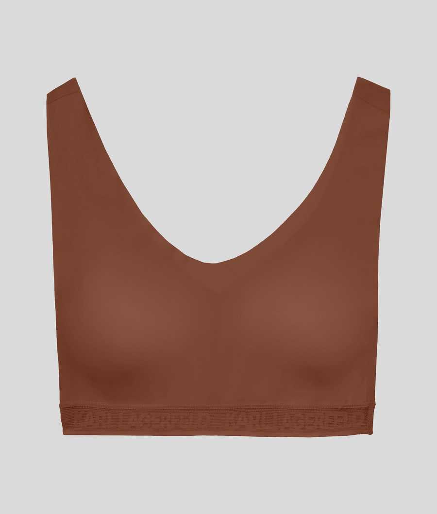 Brown Women's Karl Lagerfeld Ultra-light Karl Logo Bralette Underwear | AE190BNYR