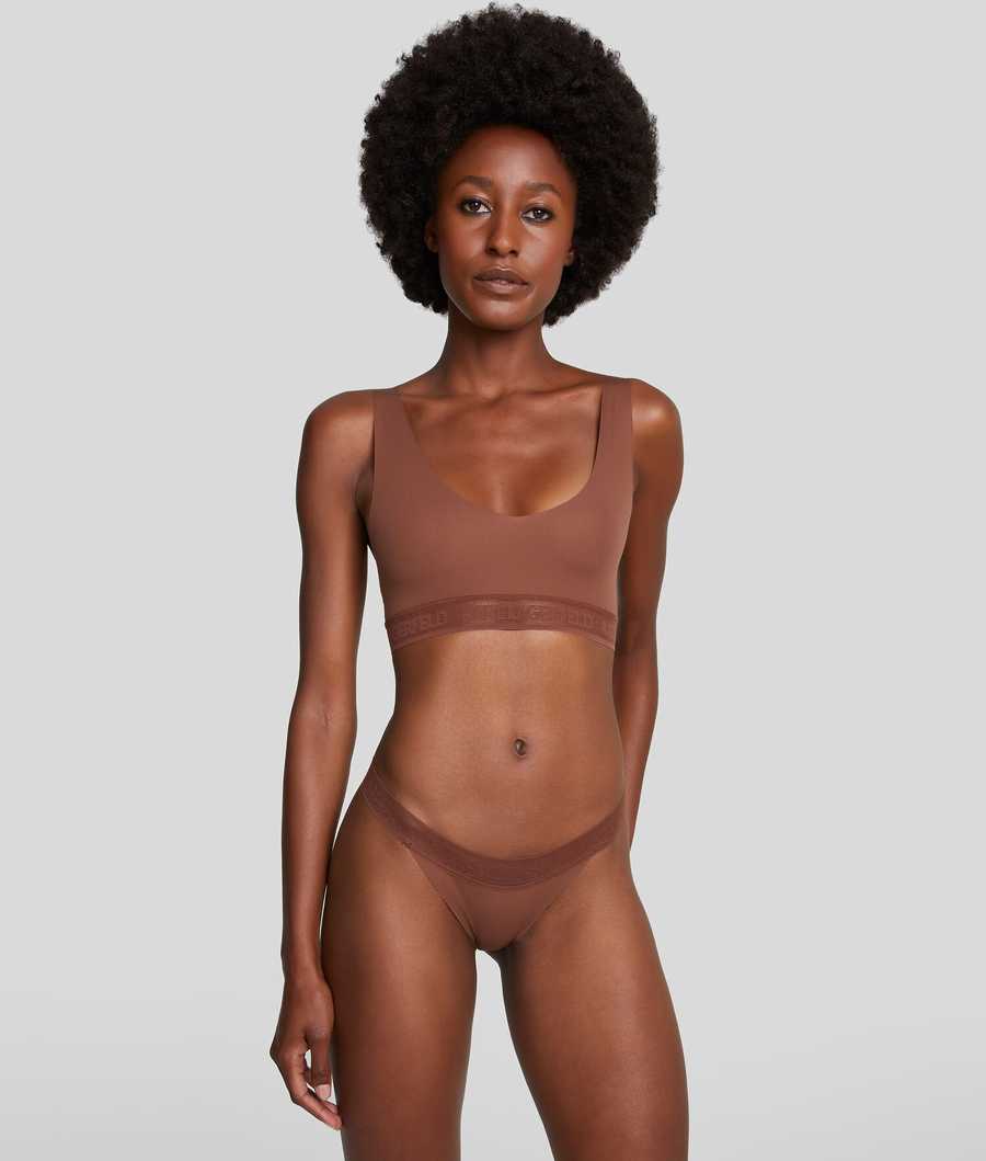 Brown Women's Karl Lagerfeld Ultra-light Karl Logo Briefs Underwear | AE428FVCA