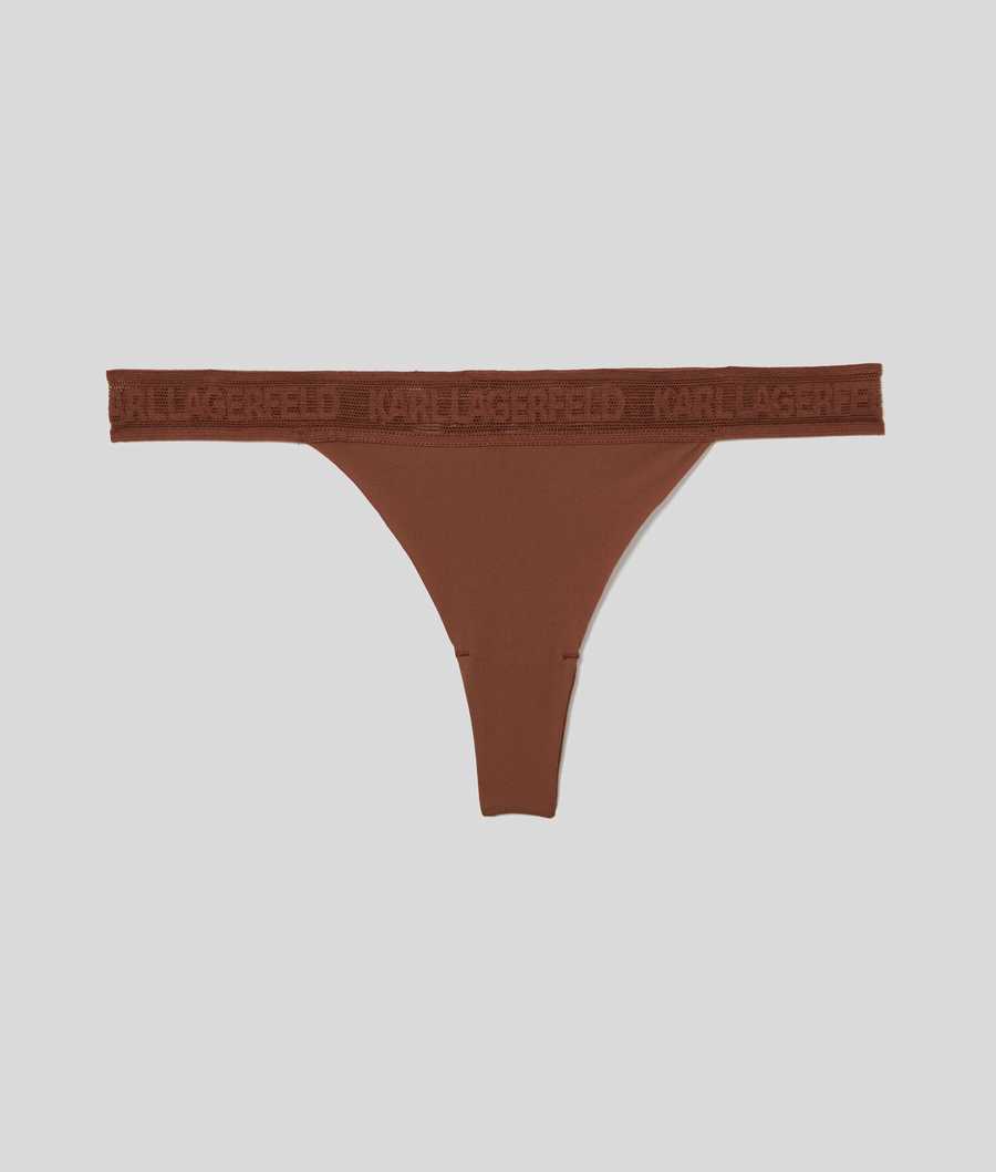 Brown Women\'s Karl Lagerfeld Ultra-light Karl Logo Thong Underwear | AE561IORK