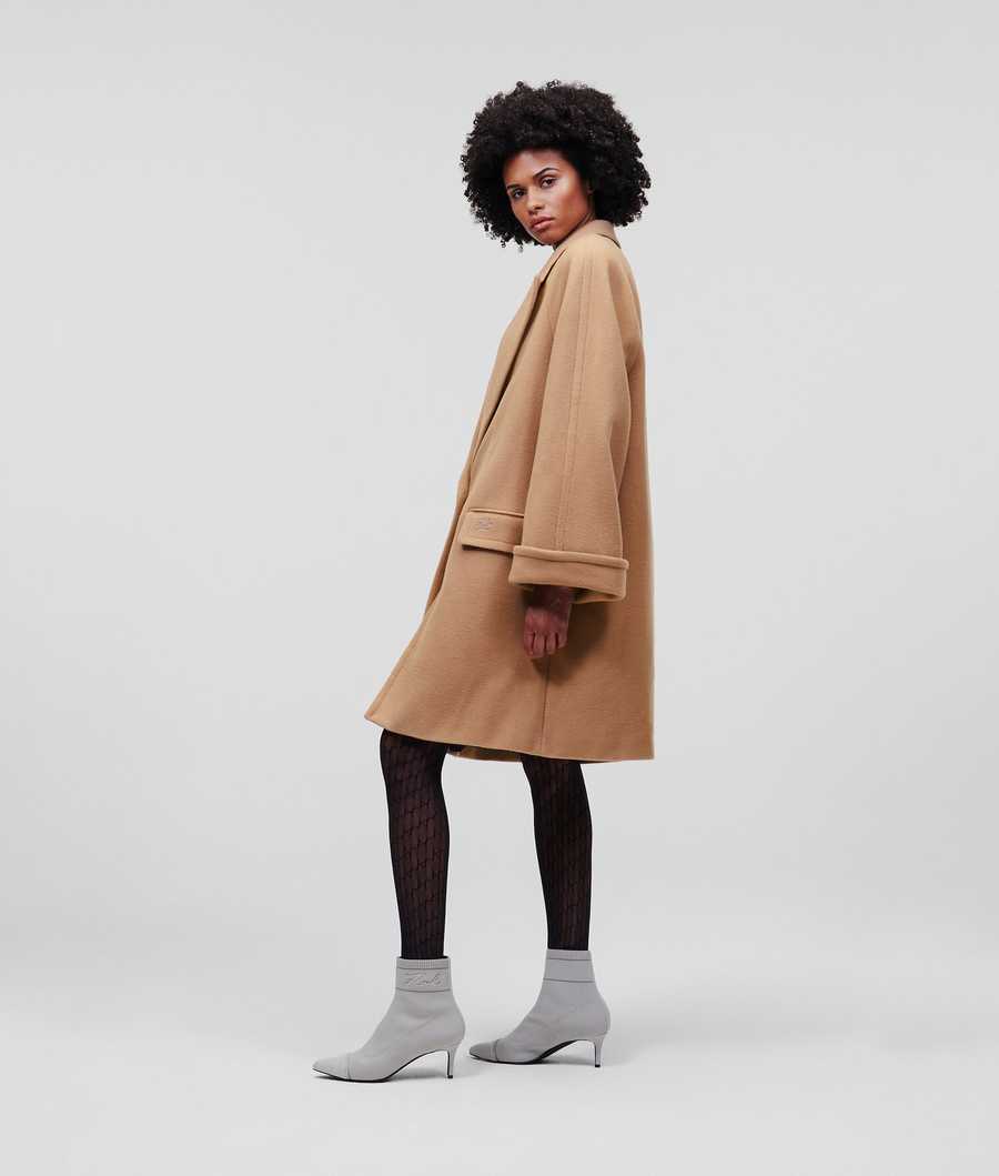 Brown Women's Karl Lagerfeld Wool-blend Coats | AE308ESTR