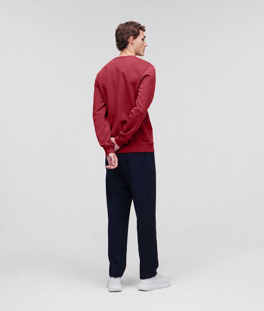 Burgundy Men's Karl Lagerfeld Ikonik Karl Rubber Patch Sweatshirts | AE309UOWV