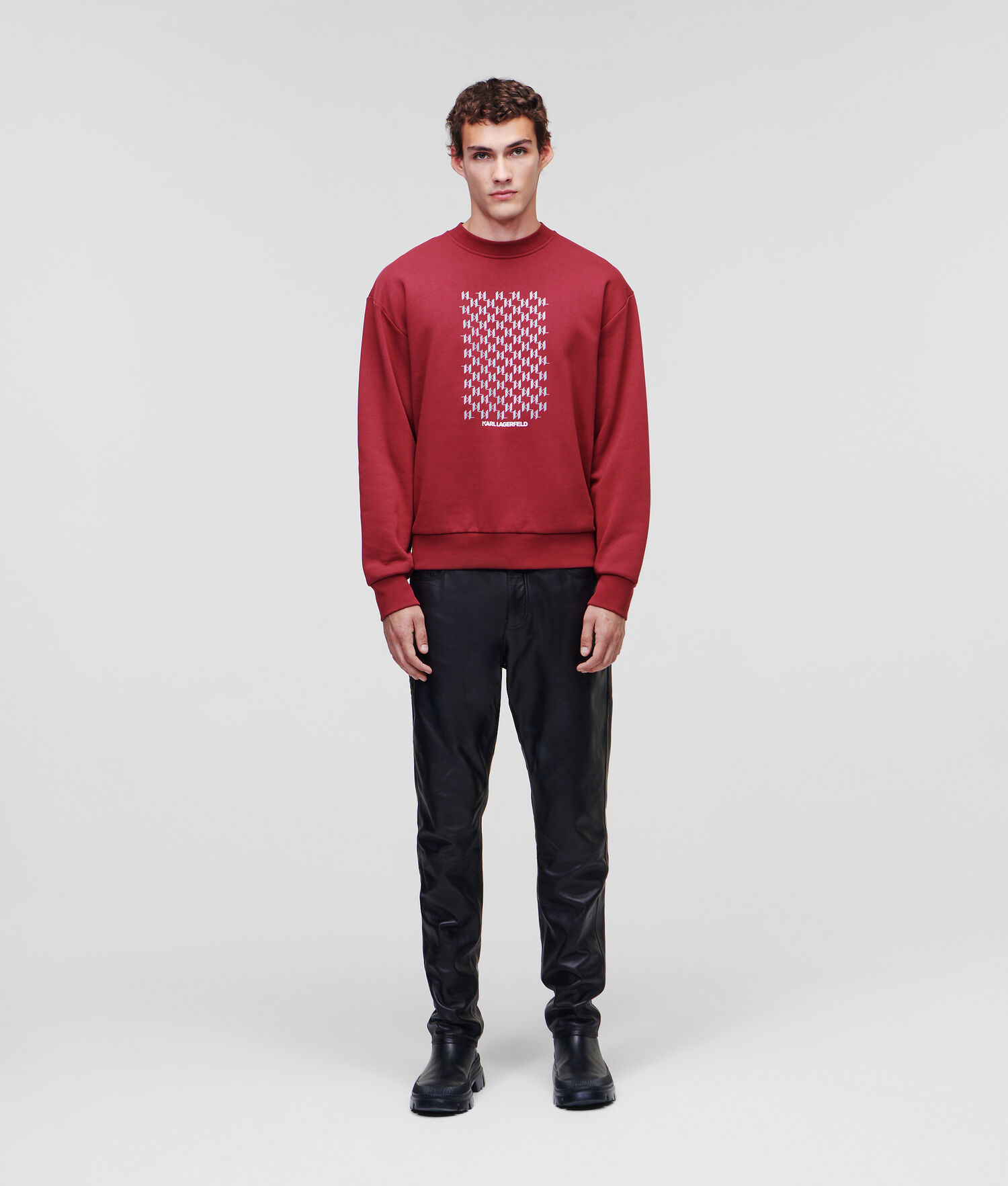 Burgundy Men's Karl Lagerfeld Reflective Karl Monogram Sweatshirts | AE264JFNU