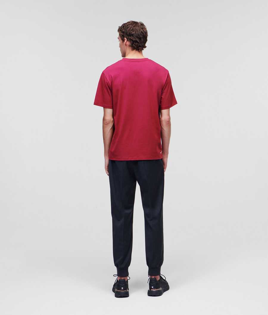 Burgundy Men's Karl Lagerfeld Reflective Karl Monogram T-Shirts | AE820FHOC