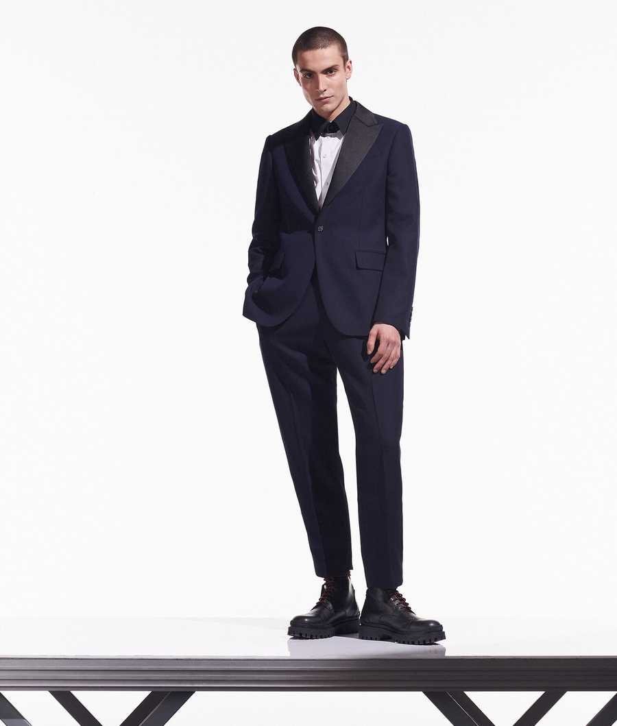 Dark Blue Men's Karl Lagerfeld Cara Loves Karl Tuxedo Blazers | AE165KMXQ