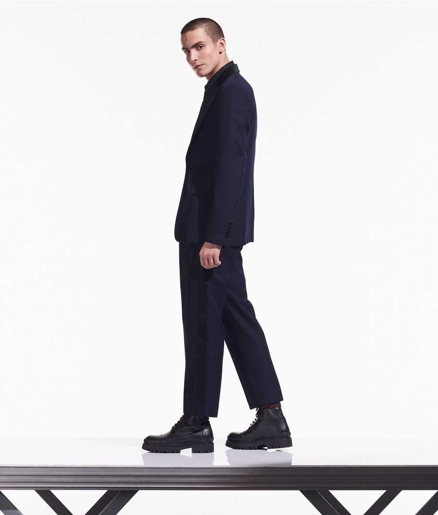 Dark Blue Men's Karl Lagerfeld Cara Loves Karl Tuxedo Blazers | AE165KMXQ