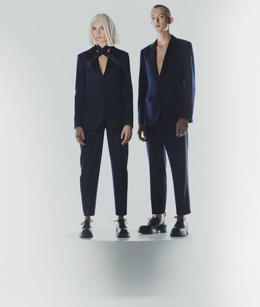 Dark Blue Men's Karl Lagerfeld Cara Loves Karl Tuxedo Blazers | AE165KMXQ