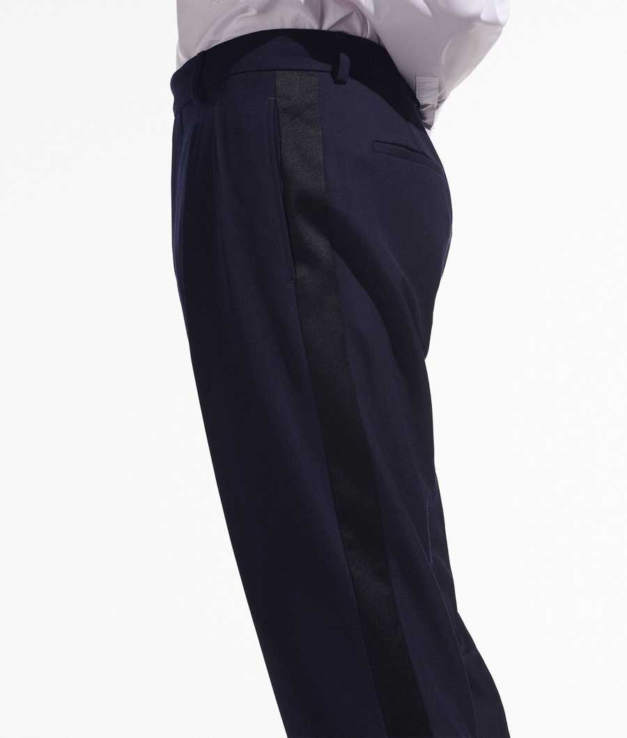 Dark Blue Men's Karl Lagerfeld Cara Loves Karl Tuxedo Pants | AE841DQUL