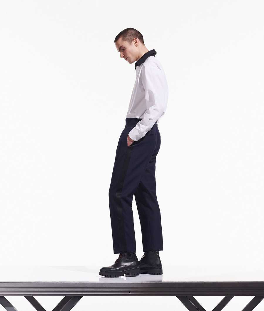 Dark Blue Men's Karl Lagerfeld Cara Loves Karl Tuxedo Pants | AE841DQUL