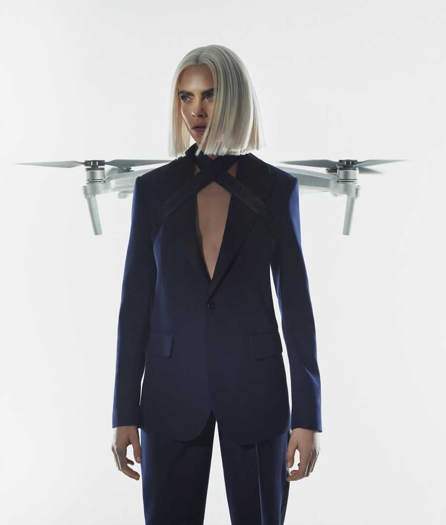 Dark Blue Women's Karl Lagerfeld Cara Loves Karl Tuxedo Blazers | AE063IQXG