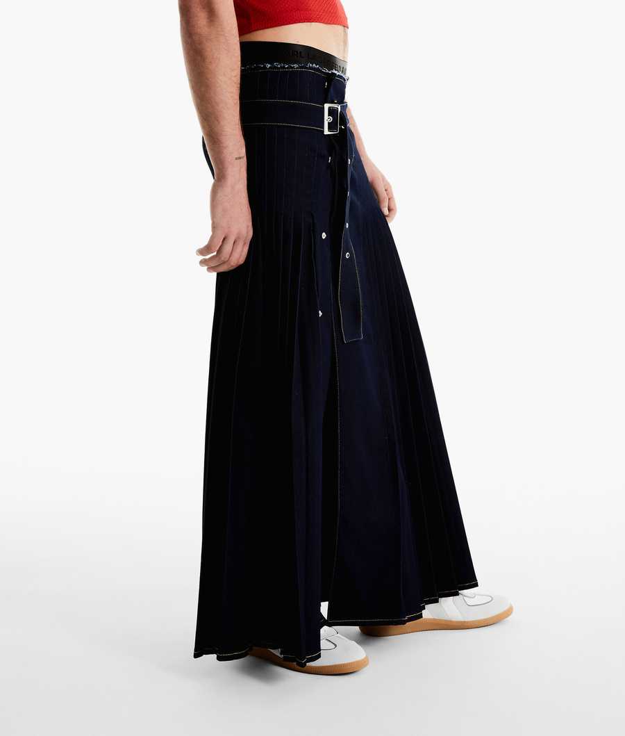 Dark Blue Women's Karl Lagerfeld Karl Lagerfeld X Alled-martinez Kilt Skirts | AE027NKBA